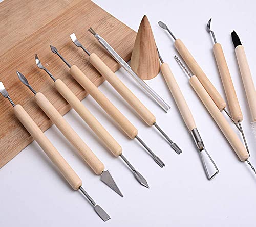 zaowuren Art Supplies 11 PCS Sculpting Tools -DIY Wooden Handles Ceramic Tools Beginners Professionals Arts and Crafts,Wood and Steel,Home School Use - WoodArtSupply