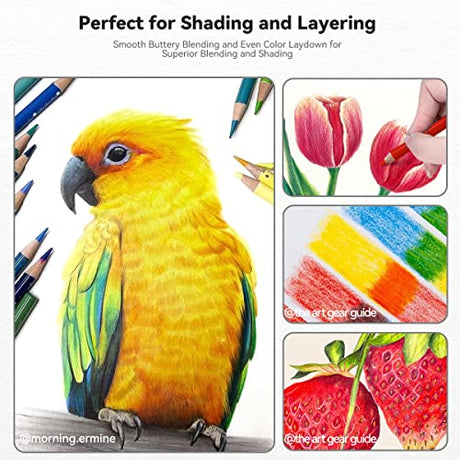 Arrtx 126 Colored Pencil Set Soft Core Coloring Pencils for Adult Color Drawing Blending Shading Sketching, Coloring Pencils Art Supplies for Artists Arrtx