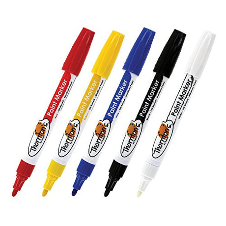 Thornton's Art Supply Premium Oil-Based Paint Markers Set of 5 Assorted Opaque Pen for Craft | Write on Multi Surface Glass Metal Stone Ceramics Wood Thornton's Art Supply