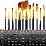 AROIC Acrylic Paint Brushes Set,6 Packs / 72 Pcs Nylon Hair Brushes for All Purpose Oil Watercolor Painting Artist Professional Kits. AROIC