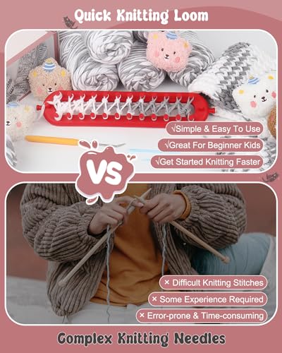 Coopay Loom Knitting Kit for Beginners Adult, Scarf Knitting Loom Set with Yarn & Instructions, DIY Long Knit Loom Quick Loom Knit Kit Easy to Use