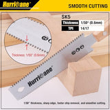 HURRICANE Japanese Hand Saw, 6 Inch (150mm) Double Edge Sided Pull Saw, SK5 Flexible Blade, 14/17 TPI Flush Cut Saw, Beech Handle Wood Saw, HURRICANE