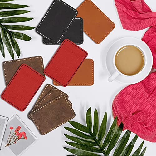 Leatherette/Leather Patches Iron-on Heat Press Blank Faux Leather Sheets with Adhesive for Laser Engraving/Hats/UV Printing/Cap/Beanie(Dark Brown/30 TWIG