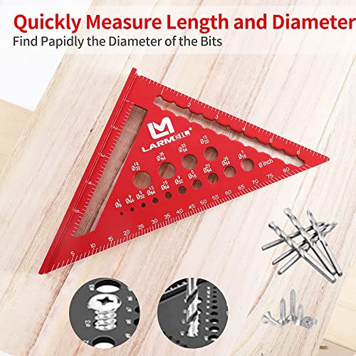 Rafter Square 7 Inch and Framing Square 12 Inch Carpenter Square Set, Square Tool Woodworking Square, Aluminum Rafter Square for Woodworking LARMEIL
