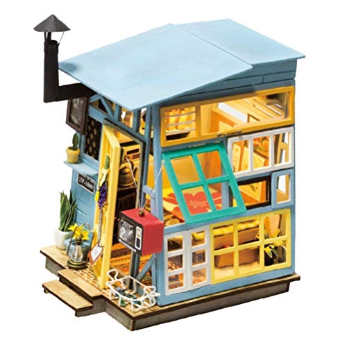 ROBOTIME DIY Dollhouse Kits with Accessories Miniature House Decorations Best Gifts for Boys & Girls 14 Year Old and Up (Wooden Hut)