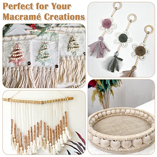 Wooden Beads for Crafts, 660 Pcs Natural Loose Wood Beads Rings Bulk Include Unfinished Beads with Holes, Smooth Wooden Ring, Polygon Spacer Beads Lucomb