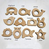Nature Baby Teething Toys 11pc Wooden Teether Montessori Toys Wood Teether Rings Organic Infant Teether Handmade Pendant Set Shower Gift (Type 1) Alenybeby