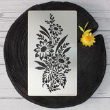 Aleks Melnyk No.273 Metal Stencil, Sunflower in a Bouquet with Wildflowers, Leaf Blossom, Small Stencil, 1 PC, Template for Wood Burning, Engraving, Aleks Melnyk