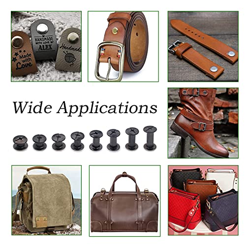 Alloygold 50 Sets M5*5 Gun Black Chicago Screw Kit Leather Rivets Screw Rivets Chicago Screw Buttons DIY Leather Trim Alloygold