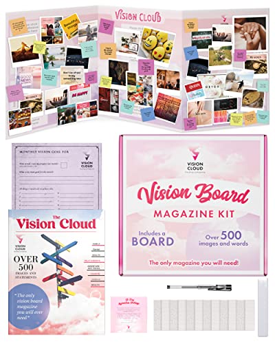 Vision Board Magazine Kit – Adult Mood Board & Scrapbook Supplies Kit - Over 500 Beautiful Pictures & Motivating Words – Includes Planner Activities The Vision Cloud