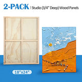 Unfinished Birch Wood Canvas Panels Kit, Falling in Art 2 Pack of 18x24’’ Studio 3/4’’ Deep Cradle Boards for Pouring Art, Crafts, Painting, and More Falling in Art
