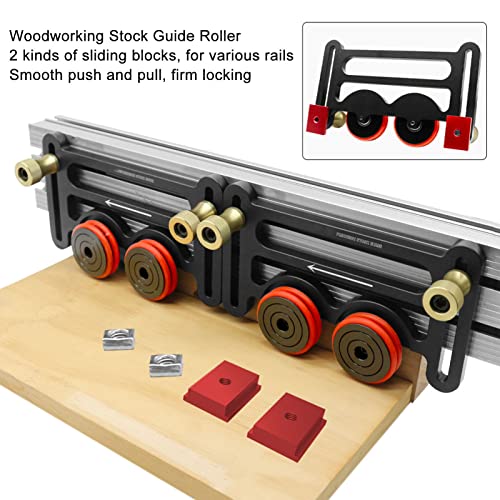 Precision Stock Guides for Table Saw, Dual Universal Featherboards with Sliding Blocks, Woodworking Double Wheel Bearing Stock Roller for Table Saw, Focket