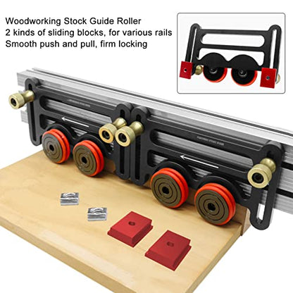 Precision Stock Guides for Table Saw, Dual Universal Featherboards with Sliding Blocks, Woodworking Double Wheel Bearing Stock Roller for Table Saw, - WoodArtSupply