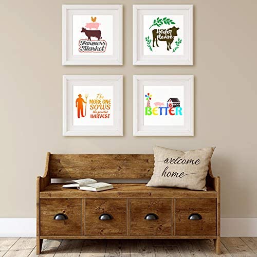 20 Pieces Farmhouse Stencils Reusable Farm Painting Stencils Farm Theme Drawing Art Template for Scrapbooking Drawing Tracing DIY Furniture Wall Zonon