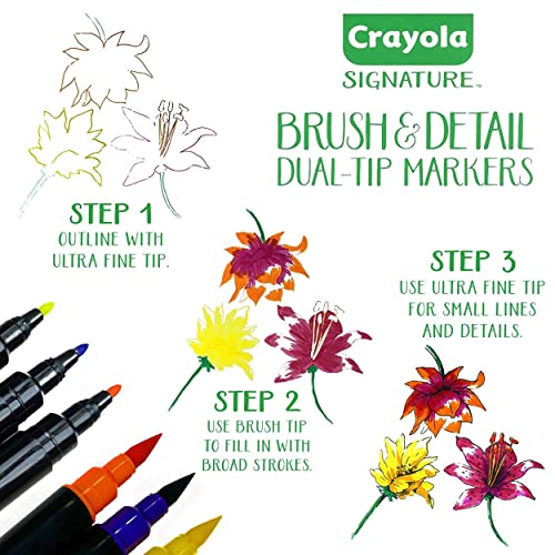 Crayola Brush & Detail Dual Tip Marker Set (32ct), Adult Coloring Markers, Gifts for Teens & Adults Crayola
