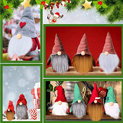 RUNBFUUY 12Pcs Gnome Beards for Crafting Easter Day, Faux Fur Fabric Precut Gnomes Beards Handmade with 12pcs Wood Balls for Halloween Christmas