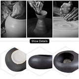 WANDIC Flower Arrangement Vase Kit, Black Pebble Ceramic Planter Pot with 4cm Kenzan Flower Frog Pottery Floral Arranging Pin Needle Holder for Desk WANDIC