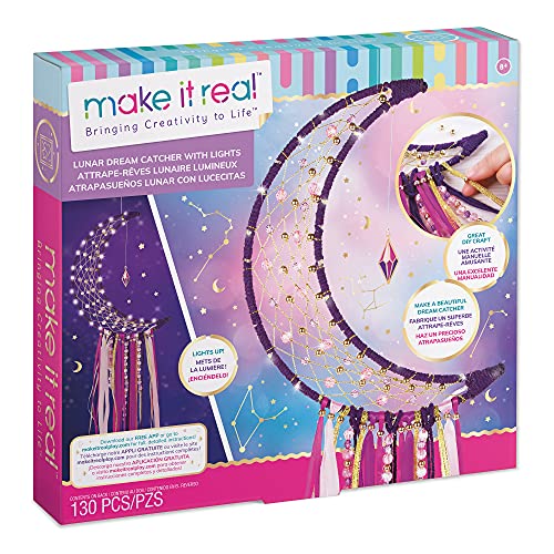 Make It Real - Lunar Dream Catcher with Lights - DIY Dream Catcher Kit for Kids - Teen Room Wall Decor Dream Catcher with Fairy Lights - Ages 8+ - WoodArtSupply