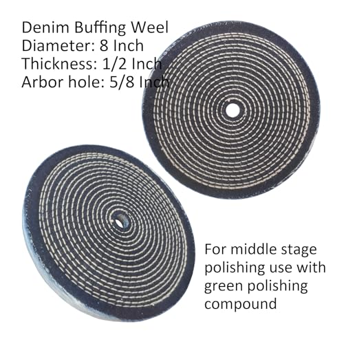 PURUI 6PC 8 Inch Stainless Steel Polishing Buffing Wheel Kit for Bench Grinder,kit with Each 1PC 5/8 Inch Arbor Hole Sisal/Denim/Cotton Wheel and PR PURUI