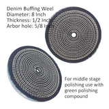 PURUI 6PC 8 Inch Stainless Steel Polishing Buffing Wheel Kit for Bench Grinder,kit with Each 1PC 5/8 Inch Arbor Hole Sisal/Denim/Cotton Wheel and PR PURUI