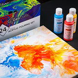 GenCrafts Acrylic Pouring Paint 24 Colors Pre-Mixed High Flow - Ready to Pour - 2 oz. Bottles - Vibrant Paints for Multi-Surface (Classic 24 x 60ml GenCrafts