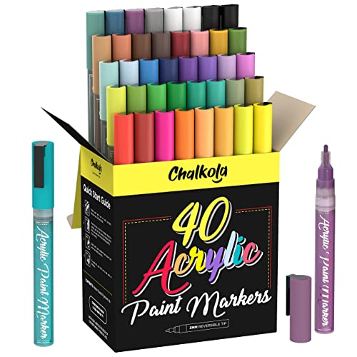 Chalkola Ultimate Bundle - 40 Multi-Color + 6 White Acrylic Markers