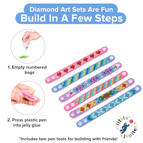 Diamond Art Bracelet Kit - Includes 6pcs - Bracelet Making Kit for Girls - Diamond Art Kits for Kids - Kids Diamond Art - Gem Art for Kids - Diamond - WoodArtSupply