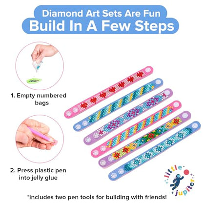 Diamond Art Bracelet Kit - Includes 6pcs - Bracelet Making Kit for Girls - Diamond Art Kits for Kids - Kids Diamond Art - Gem Art for Kids - Diamond - WoodArtSupply