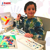 J MARK Kids Paint Set and Paint Easel – Acrylic Painting Kit, Safe Washable Paints, Wood Easel, 2 Pre-Stenciled Canvases 8 x 10 inches, Brushes, J MARK