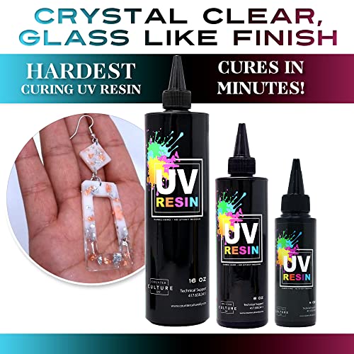 Counter Culture DIY Clear UV Resin, 4 oz, Quick Art Supplies for Coating & Casting, Great for Jewelry, Keychains - Epoxy Glue Cures Hard, No Sticky Counter Culture DIY