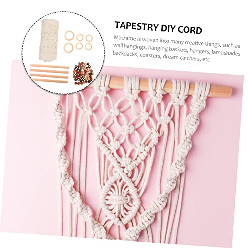 EXCEART 2 Sets Tapestry DIY Accessories Macrame Kit Plant Unfinished Wood Circles Macrame Making Kit Cotton Cord Kit DIY Wall Hanging Craft Cotton EXCEART
