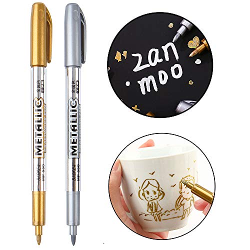 MYARTOOL Metallic Marker Pens, Gold and Silver Metallic Permanent Markers for Artist Illustration, Crafts, Gift Card Making, Scrapbooking, Fabric, MYARTOOL
