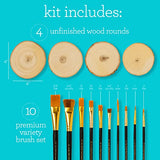 Apple Barrel PROMOABWR22 DIY Craft Featuring 12 Paints, 2 Mod Podge Acrylic Sealers, 4 Wood Rounds and 10 Brushes, 28 Piece Set, Multi Apple Barrel
