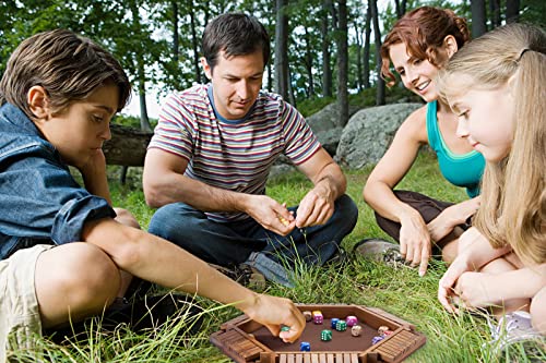 Vamslove Shut The Box Dice Game Wooden Board (L15 x W13) for 1 2 3 4 5 6 Player, 6 Sided 10 Numbers Math Games with 16 Dices for Kids Vamslove