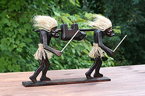 G6 Collection Handmade Wooden Primitive Hunters Tribal Funny Statue Sculpture African Tiki Bar Handcrafted Unique Gift Home Decor Accent Figurine G6 Collection