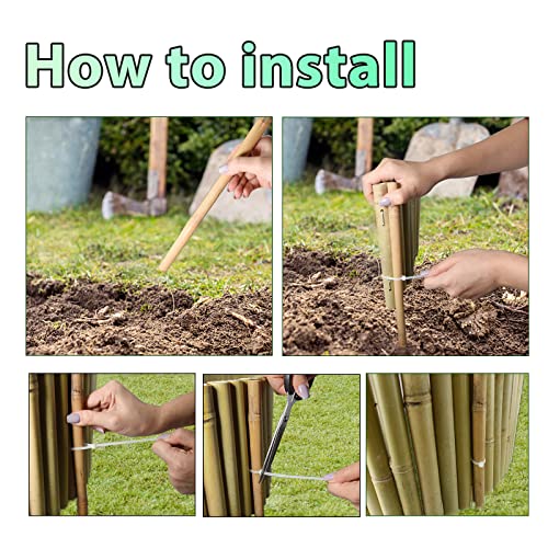 Jollybower 8x39IN Natural Bamboo Edging, Bamboo Garden Border Edging, Outdoor Landscape Edging for Decorative Garden, Patio Flower Garden Bed, Lawn, Jollybower