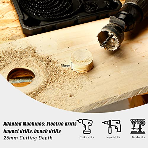 HYCHIKA Hole Saw Set with Case, 19 Pieces Hole Saw Bit with 3/4-5inch Saw Blades, 2 Mandrels,2 Drill Bits,1 Installation Plate,1 Hex Key, Hole Saw HYCHIKA BETTER TOOLS FOR BETTER LIFE