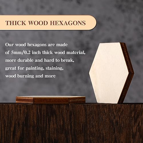 60 Pack Unfinished Wooden Hexagon Pieces for DIY Crafts, 3 Inch Cutouts for Wood  Burning, Painting, Wall Decorations