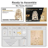ROKR 3D Wooden Puzzles DIY Clock Kits for Adults to Build Wood Model Building Kit Unique Birthday Gift Pendulum Clock ROKR