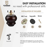 TCHOSUZ 3 inch / 8cm Wooden Furniture Legs, Pack of 4 Classic Walnut Solid Wood Turned DIY Replacement Bun Feet with M8 Hanger Bolts & T-Nuts for TCHOSUZ