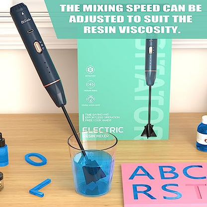Upgraded Resin Mixer, Handheld Rechargeable Mixer with Minimizing Bubbles,Epoxy Resin Mixer for Resin, Silicone Mixing, Resin Molds, Resin Supplies,