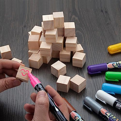 Wooden Cubes 50pcs Unfinished Wood Blocks Set 1 inch Natural Wood Square Blocks for Painting, Gluing or Writing, Perfect for DIY Projects, - WoodArtSupply