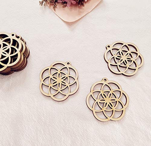 30PCS Seed of Life Natural Wood Earrings Blanks,DIY Unfinished Laser Cut Wood Jewelry Accessories,Wood Earring Makings (2") - WoodArtSupply