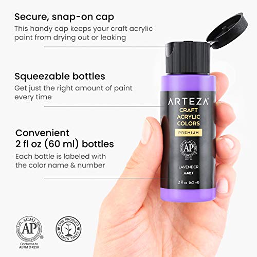 ARTEZA Craft, Set of 20 Vintage Tones, 2.02-oz/60 ml Bottles, Water-Based, Matte Finish, Acrylic Paint Set for Art & DIY Outdoor Projects on Glass, - WoodArtSupply