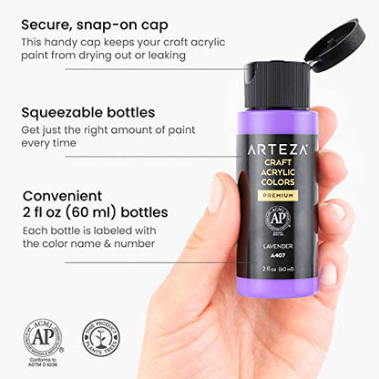 ARTEZA Craft, Set of 20 Vintage Tones, 2.02-oz/60 ml Bottles, Water-Based, Matte Finish, Acrylic Paint Set for Art & DIY Outdoor Projects on Glass, - WoodArtSupply