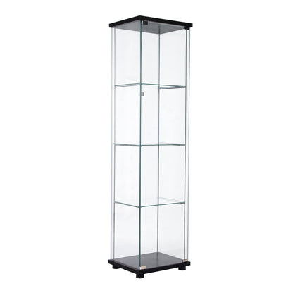 Zacis 4-Tier Glass Display Cabinet with Glass Door, 5mm Tempered Glass Curio Cabinet Collection Display Case, Floor Standing Glass Curio Cabinet