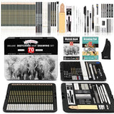 KALOUR 72-Pack Sketch Drawing Pencils Kit with Sketchbook and 3-color Drawing Paper,Tin Box,Include Graphite,Charcoal,Drawing Glove and Artists KALOUR