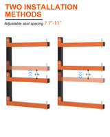 Acools Lumber Storage Rack, Lumber Rack Wall Mount, Heavy Duty Wood Storage Racks with 9-Level System, 1080 lb Durable Garage Wood Organizer, Orange Acools