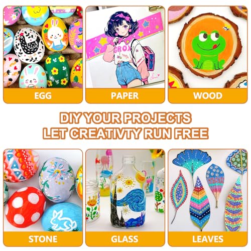 Oficrafted 60 Colors Dual Tip Acrylic Paint Pens Markers, Premium Acrylic Paint Markers with Brush and Fine Tip, Acrylic Paint Pens for Rock Oficrafted