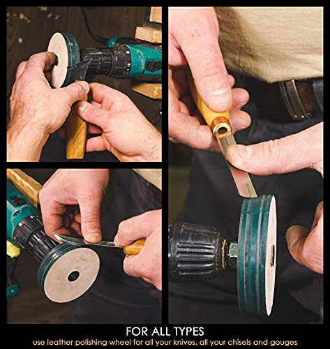 BeaverCraft PW1 Sharpening Wheel Stropping 3" Wheel Leather Wheel Honing Wheel Leather Polishing Wheel Knife Sharpening Wheel Kit Leather Stropping BeaverCraft